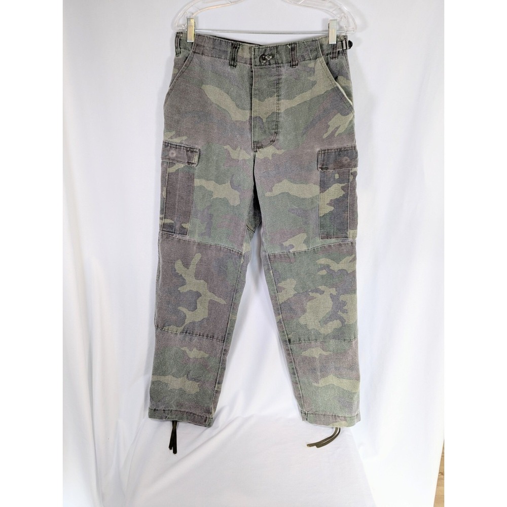 Army Woodland Camo Combat Trousers Pants Vintage Small